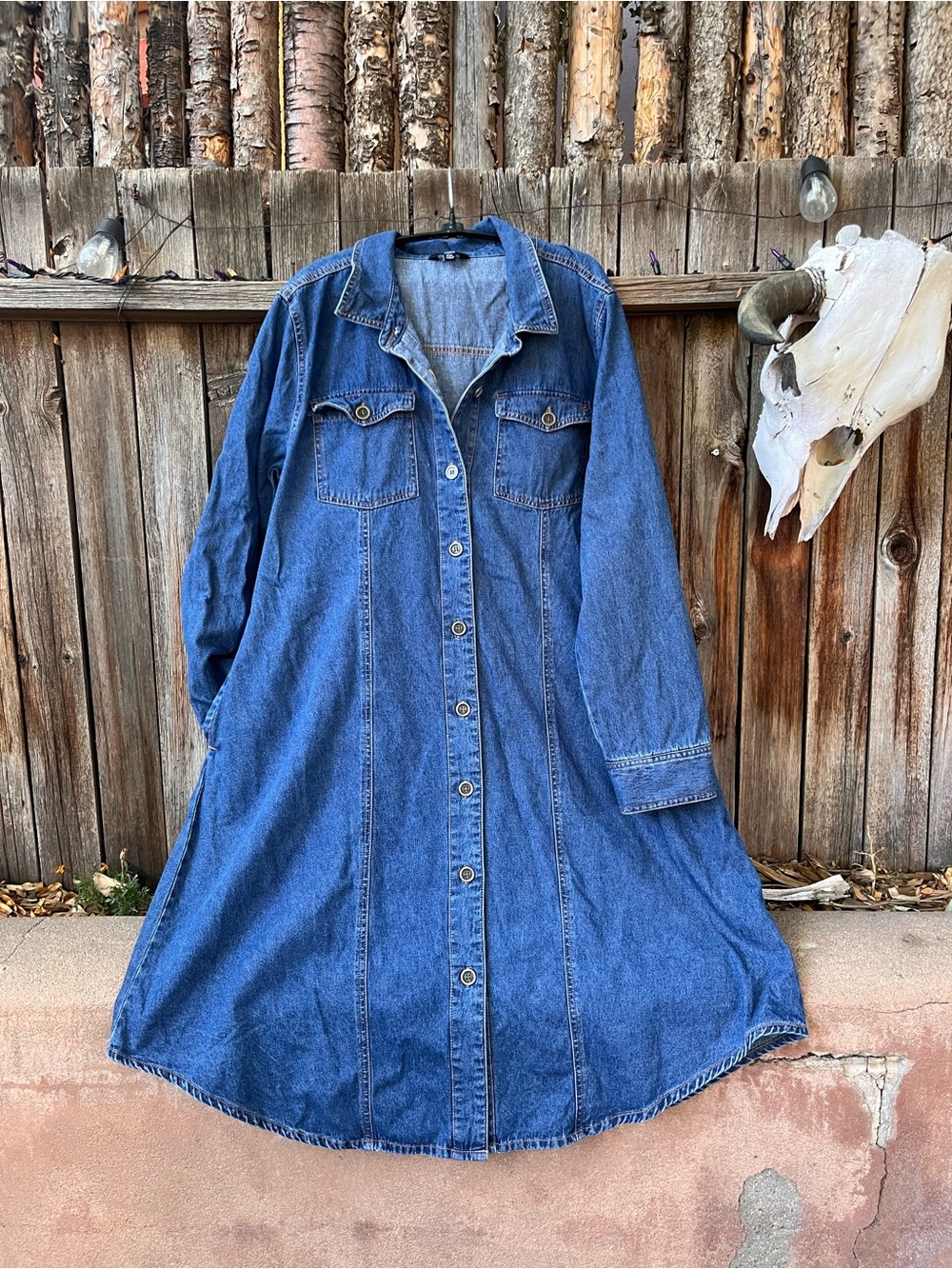 Frye Denim Shirt Dress - Blue Jean Midi - Picture 5 of 5